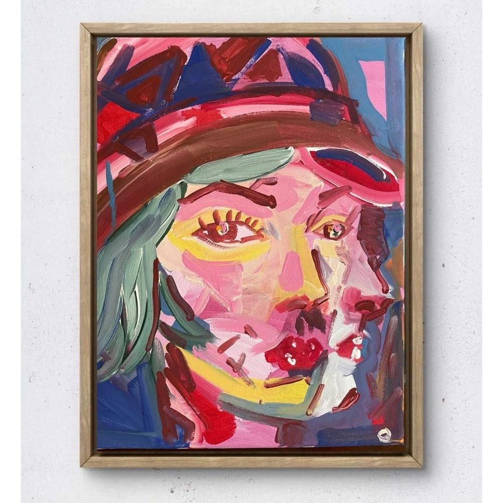 Oman Original 11x14 Art Neo Expressionist Canvas 1920s Girl Cubism Double Face